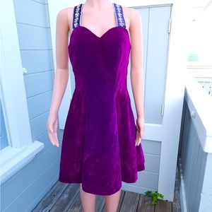 De Laru by Linda Bernell Vintage Violet Velvet Sequin Dress 8